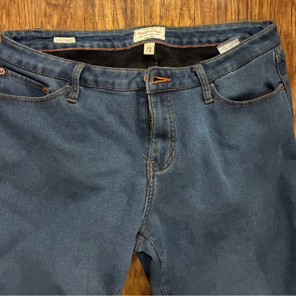 Original Weatherproof VINTAGE black velvet lined Jeans